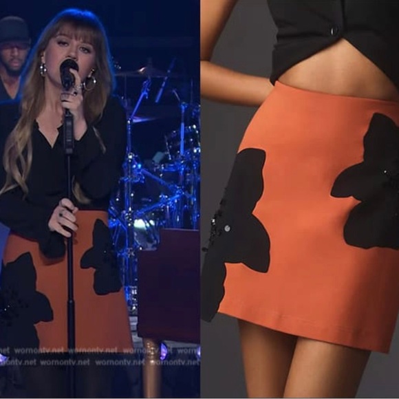 Maeve Orange Bold Appliqué Mini Skirt size Small - Picture 4 of 9